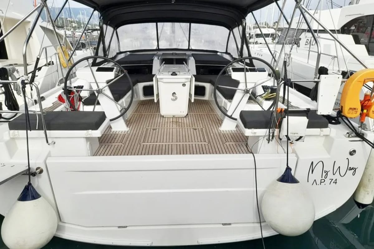 Cockpit of My Way, a Beneteau Oceanis 51.1 sailboat at Athens, Greece