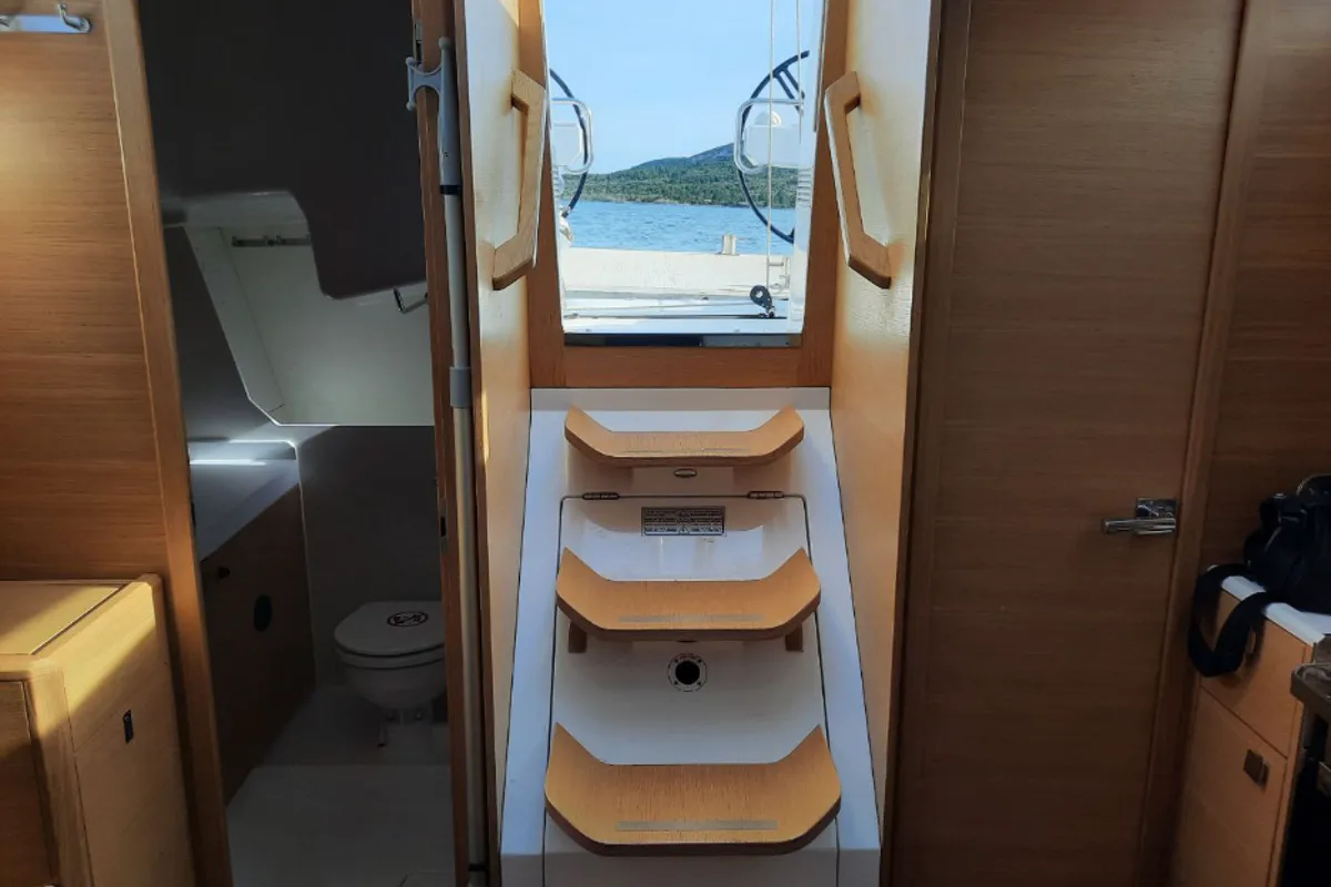 Cabin on Raptor, a Elan E4 sailboat at Pirovac, Croatia