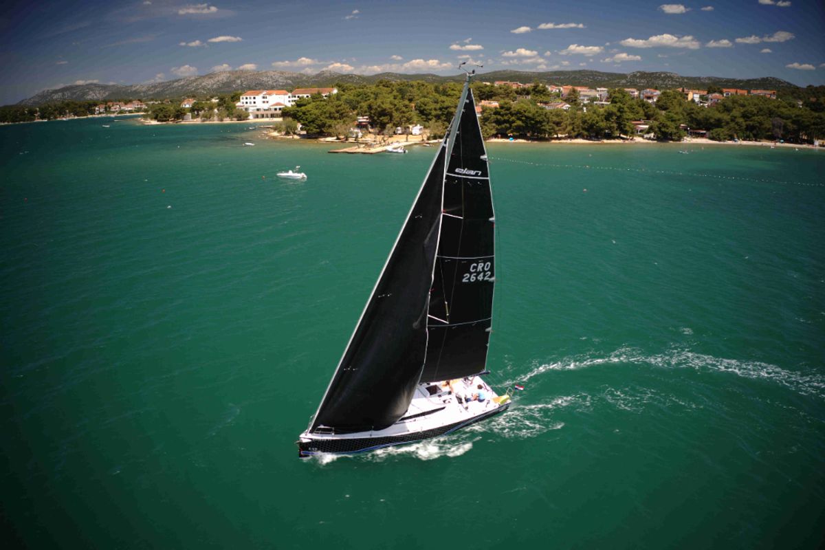 Exterior view of Raptor, a Elan E4 sailboat at Pirovac, Croatia