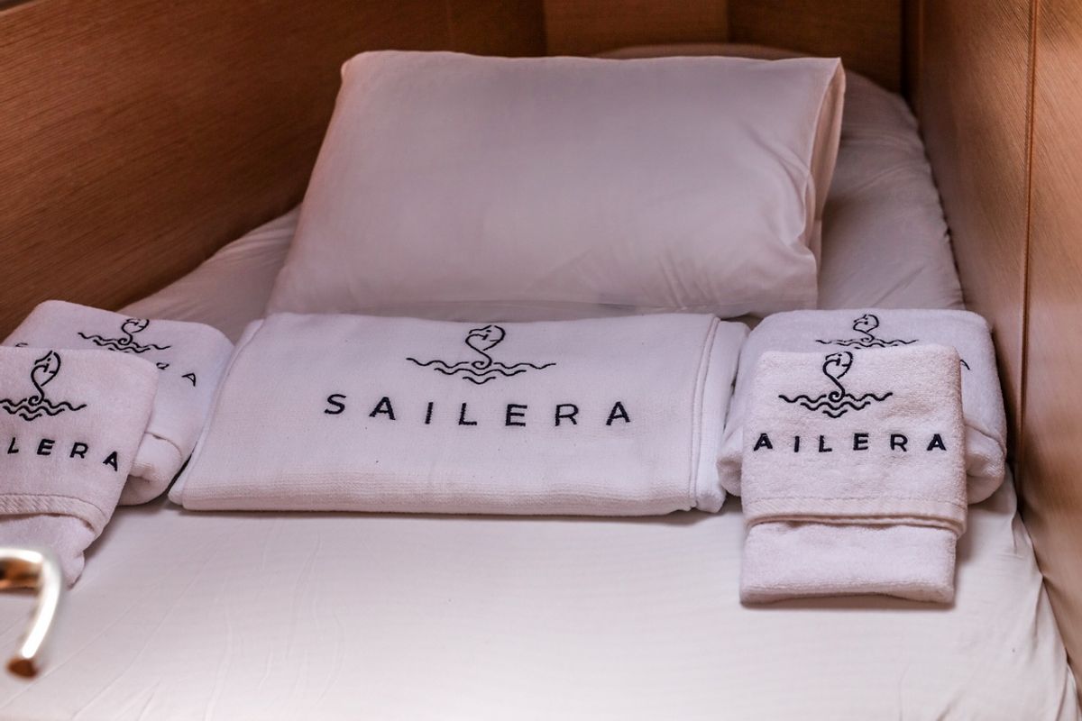Cabin on Celine 1, a Hanse Yachts Hanse 458 sailboat at Marmaris, Turkey