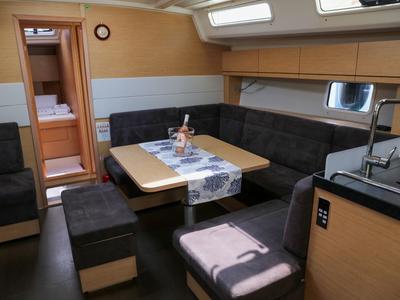 Salon of Celine 1, a Hanse Yachts Hanse 458 sailboat at Marmaris, Turkey