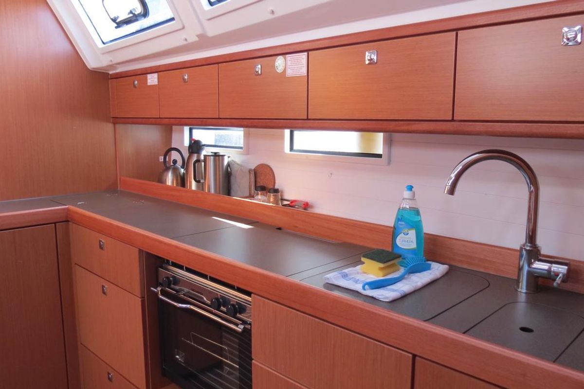 Galley of Sita, a Bavaria Cruiser 46 sailboat at Fethiye, Turkey