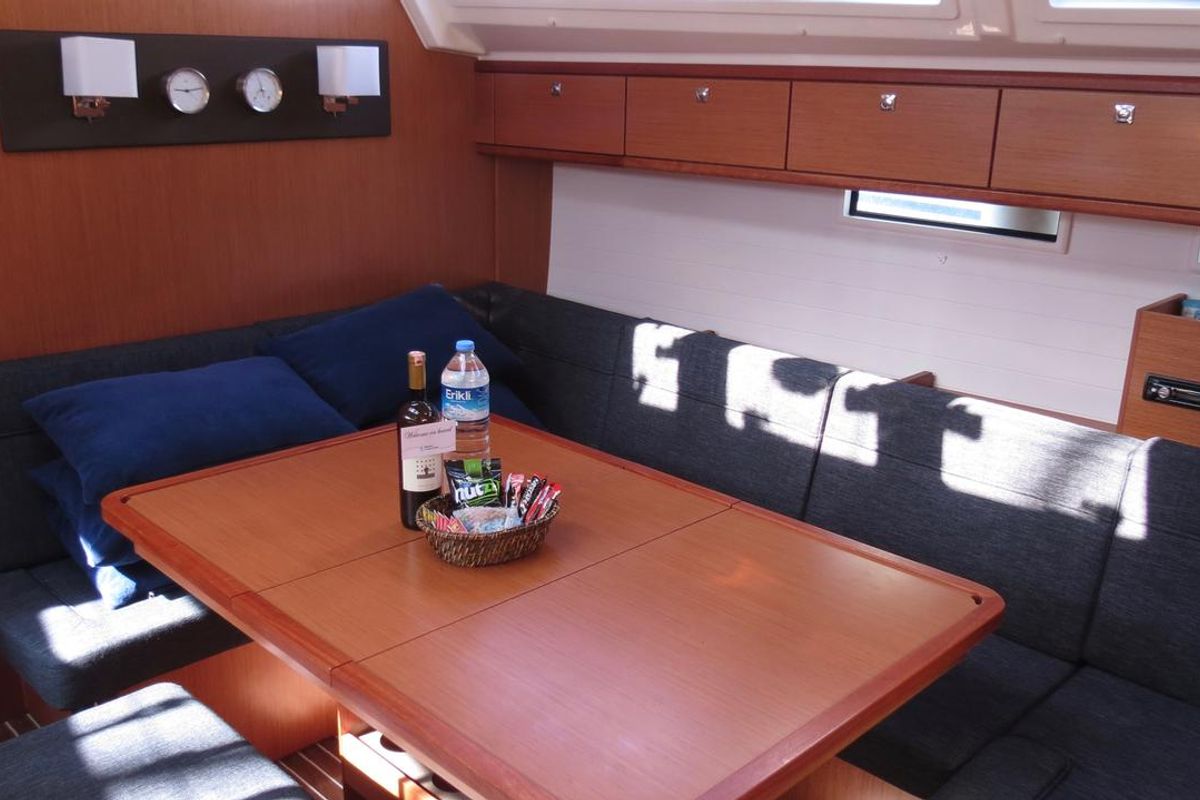 Salon of Sita, a Bavaria Cruiser 46 sailboat at Fethiye, Turkey