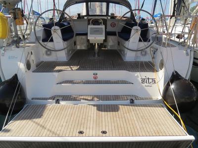 Deck of Sita, a Bavaria Cruiser 46 sailboat at Fethiye, Turkey