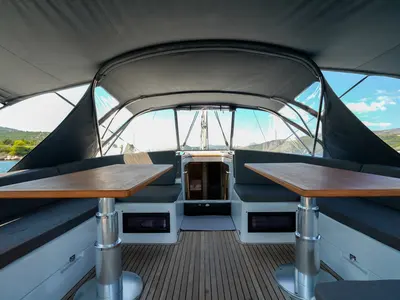 Salon of Janina, a Hanse Yachts Hanse 460 sailboat at Seget Donji, Croatia