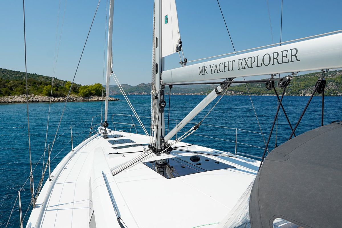 Cockpit of Janina, a Hanse Yachts Hanse 460 sailboat at Seget Donji, Croatia