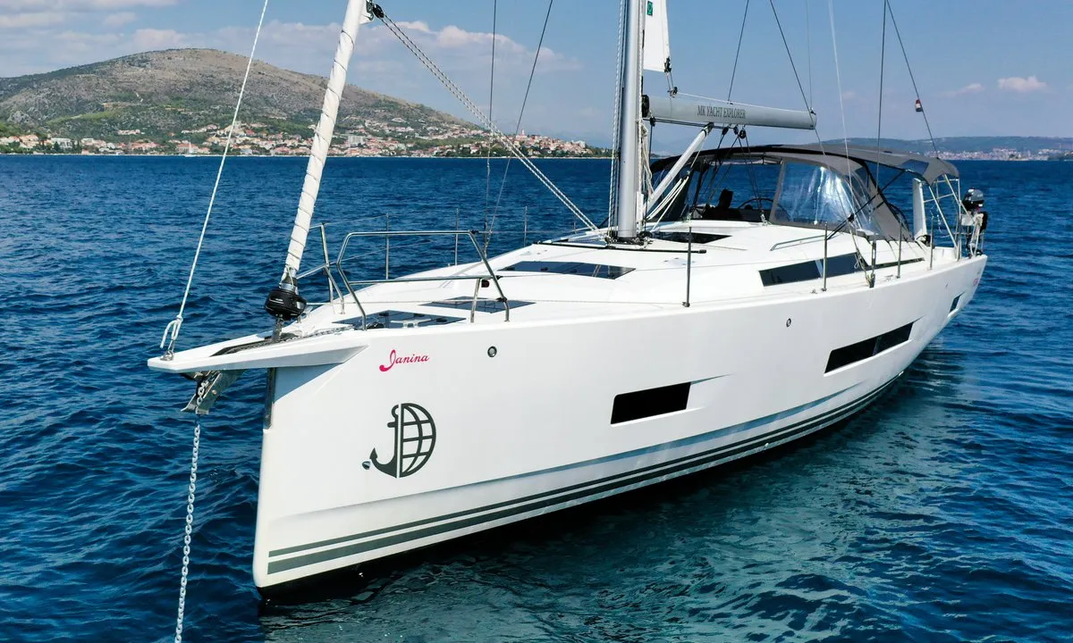 Exterior view of Janina, a Hanse Yachts Hanse 460 sailboat at Seget Donji, Croatia