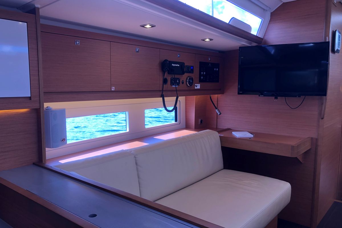 Salon of Gringott, a Dufour 530 sailboat at Olbia, Italy