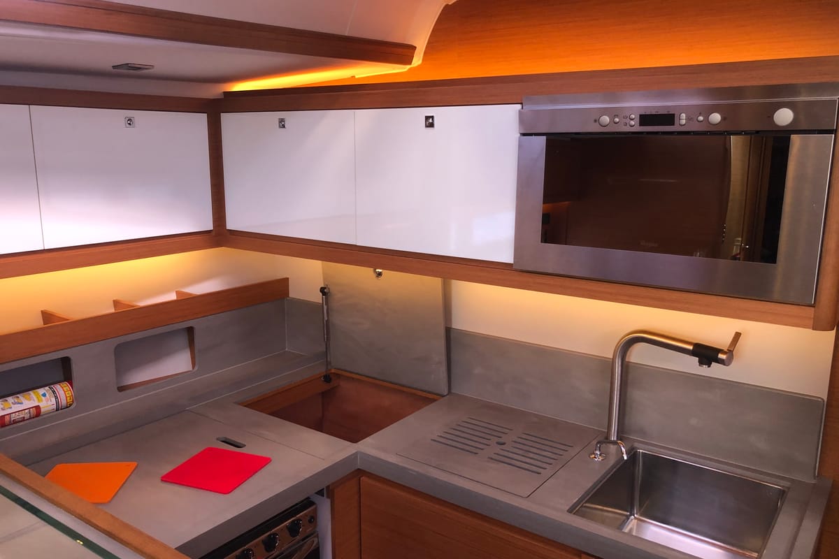 Galley of Gringott, a Dufour 530 sailboat at Olbia, Italy