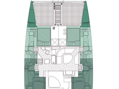Floor plan of Alboran Ron Punch, a Voyage 440 catamaran at Murdeira, Cape Verde