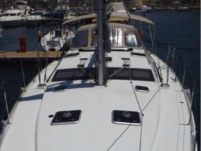 Deck of Big Fella Thanks, a Jeanneau 53 sailboat at Kalkara, Malta