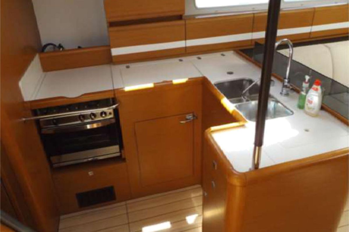 Galley of Big Fella Thanks, a Jeanneau 53 sailboat at Kalkara, Malta
