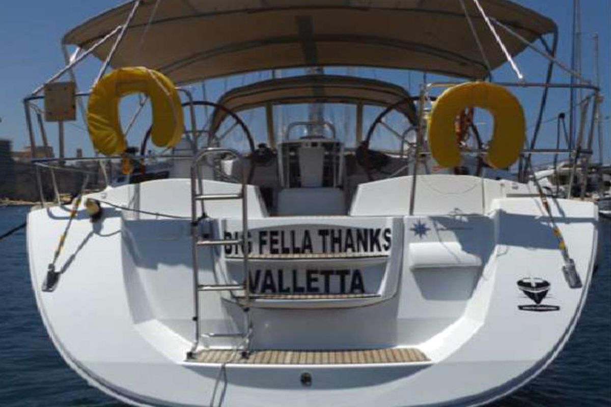 Exterior view of Big Fella Thanks, a Jeanneau 53 sailboat at Kalkara, Malta