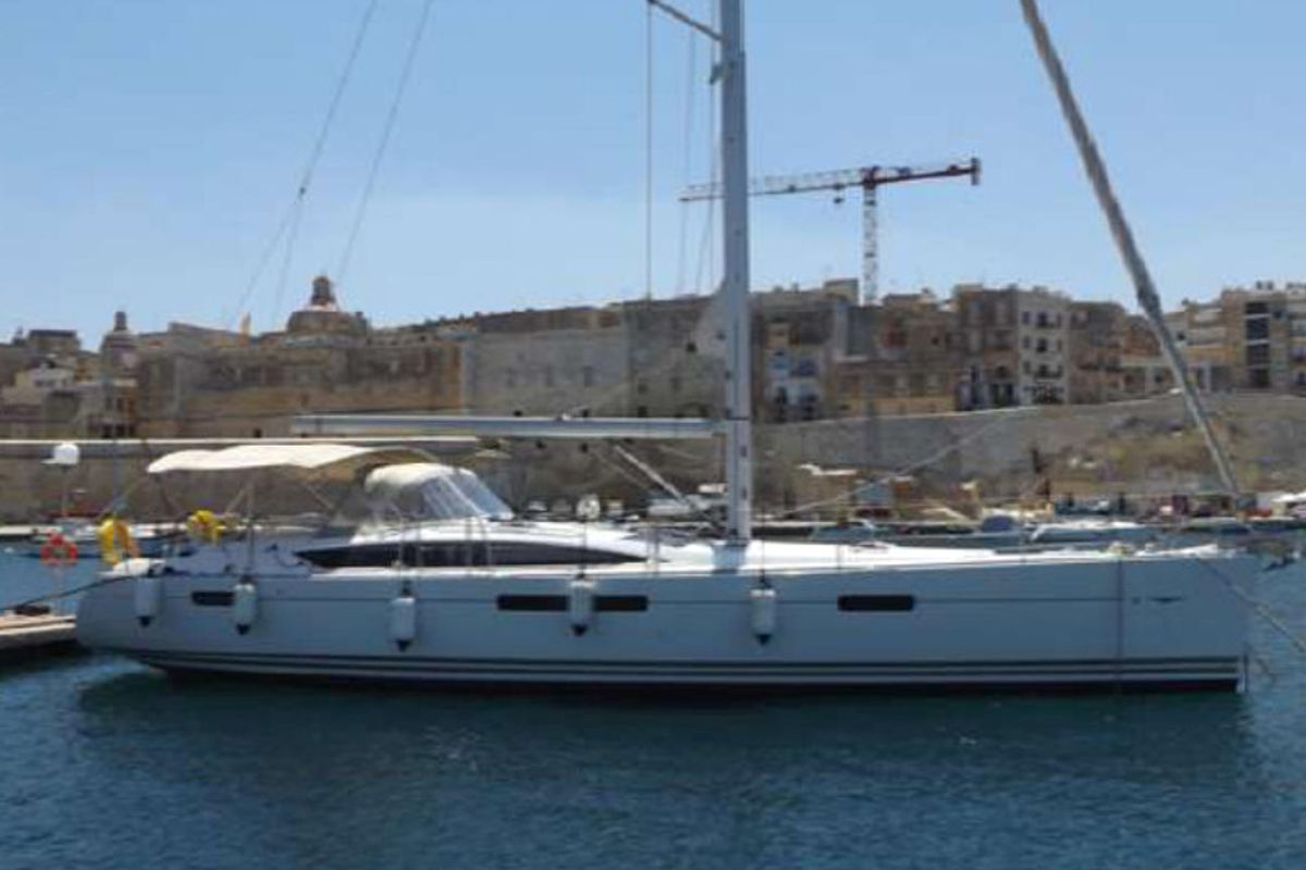 Exterior view of Big Fella Thanks, a Jeanneau 53 sailboat at Kalkara, Malta