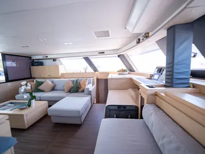 Salon of Maya Ulu, a Fountaine Pajot Ipanema 58 catamaran at San Blas, Panama