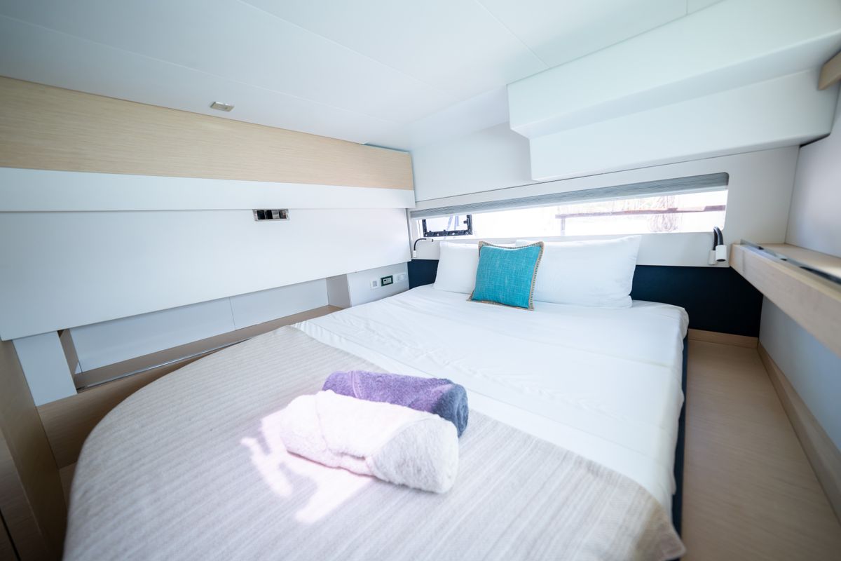 Cabin on Maya Ulu, a Fountaine Pajot Ipanema 58 catamaran at San Blas, Panama