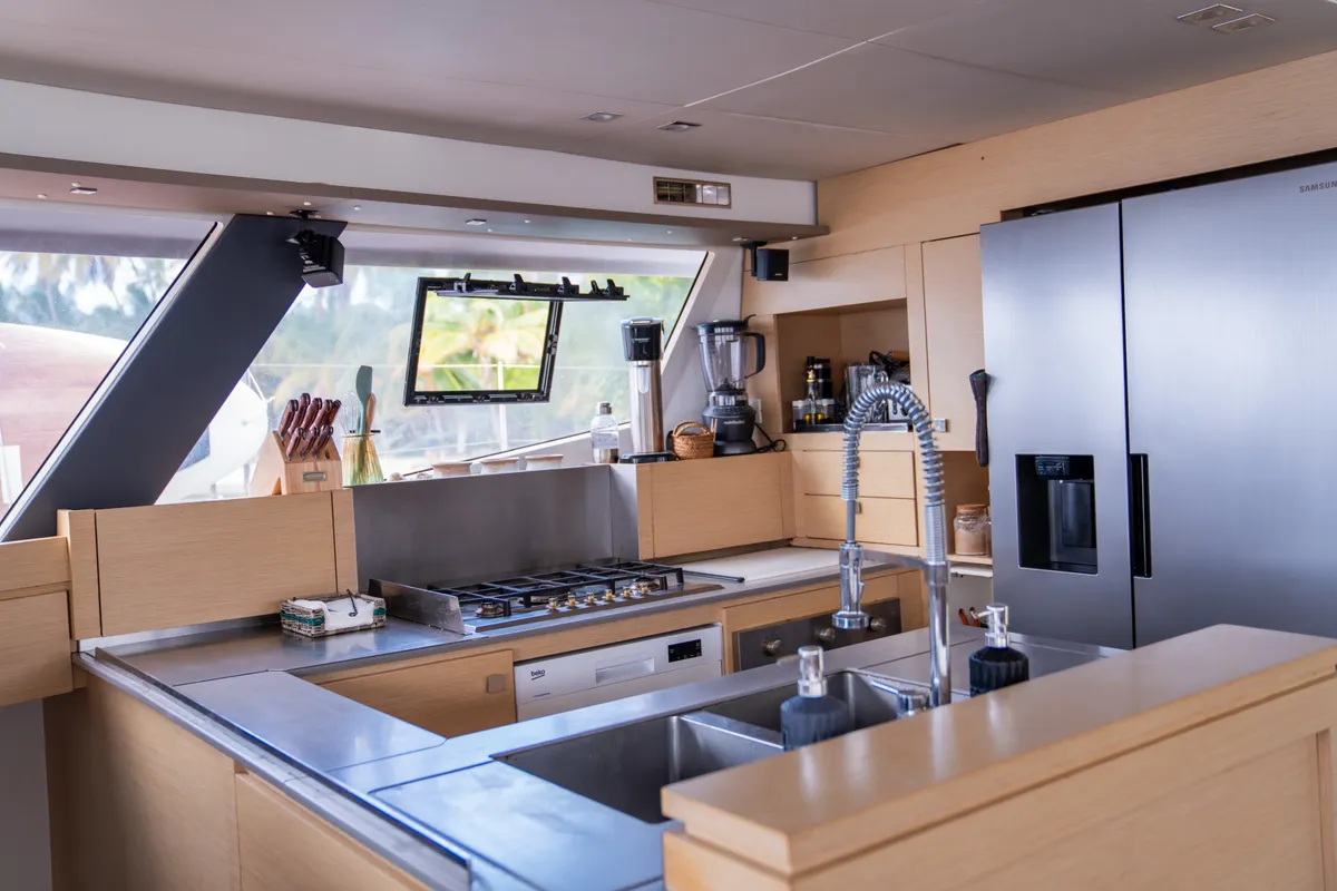 Galley of Maya Ulu, a Fountaine Pajot Ipanema 58 catamaran at San Blas, Panama