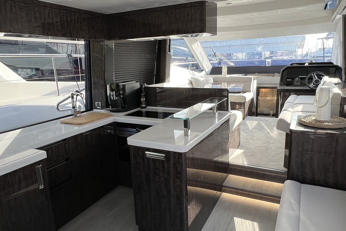 Galley of Champ Atlantis, a Galeon 500 Fly yacht at Grad Kaštela, Croatia