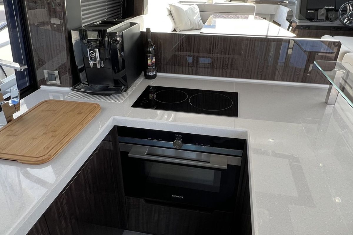 Galley of Champ Atlantis, a Galeon 500 Fly yacht at Grad Kaštela, Croatia
