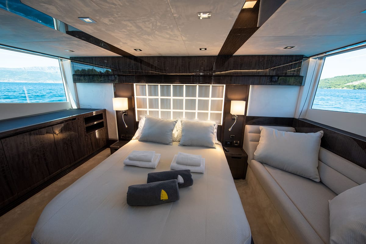 Cabin on Champ Atlantis, a Galeon 500 Fly yacht at Grad Kaštela, Croatia
