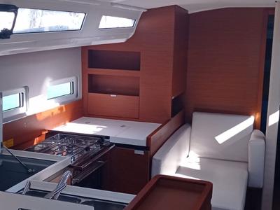 Galley of Verdejo, a Jeanneau Sun Odyssey 410 sailboat at es Jonquet, Spain