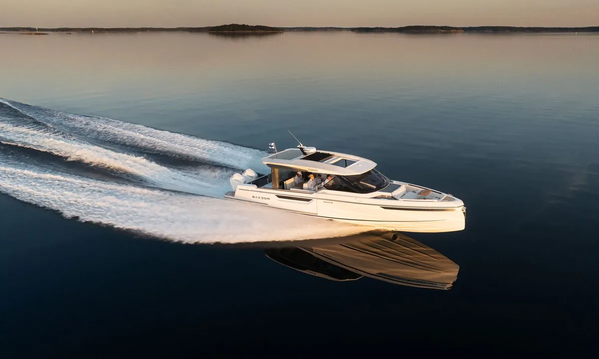 Exterior view of Tai 77, a Saxdor Yachts Saxdor 400 GTO motorboat at Općina Sukošan, Croatia