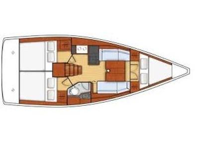 Floor plan of Mia, a Beneteau Oceanis 35.1 sailboat at U Pàize/Carloforte, Italy