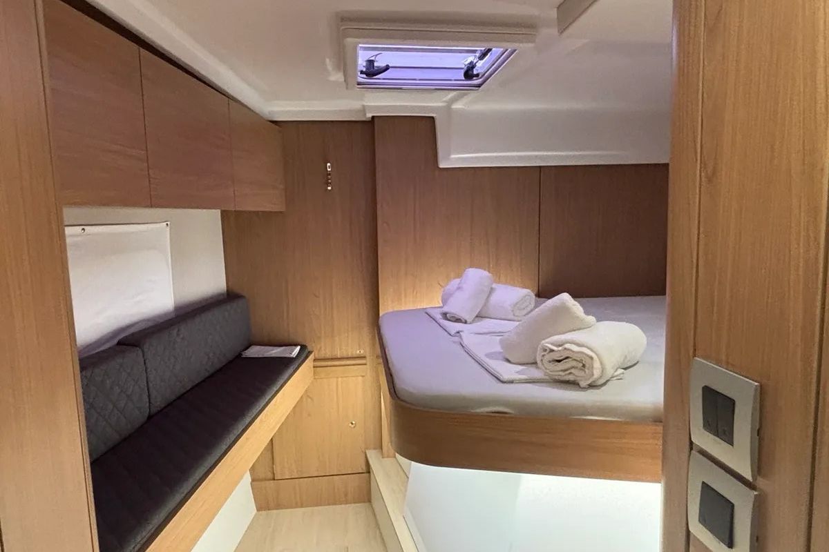 Cabin on One Flirt, a Bali Catspace catamaran at Municipal Unit of Lefkada, Greece