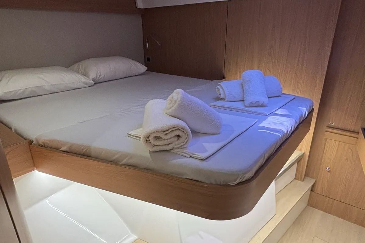 Cabin on One Flirt, a Bali Catspace catamaran at Municipal Unit of Lefkada, Greece