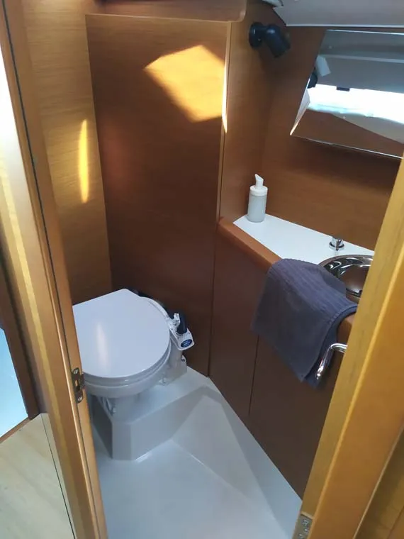 Head on True Elli, a Jeanneau Sun Odyssey 349 sailboat at Grad Trogir, Croatia