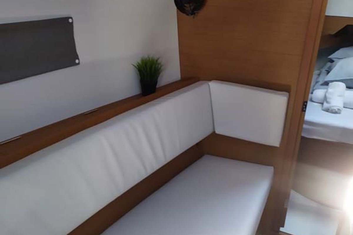 Salon of True Elli, a Jeanneau Sun Odyssey 349 sailboat at Grad Trogir, Croatia