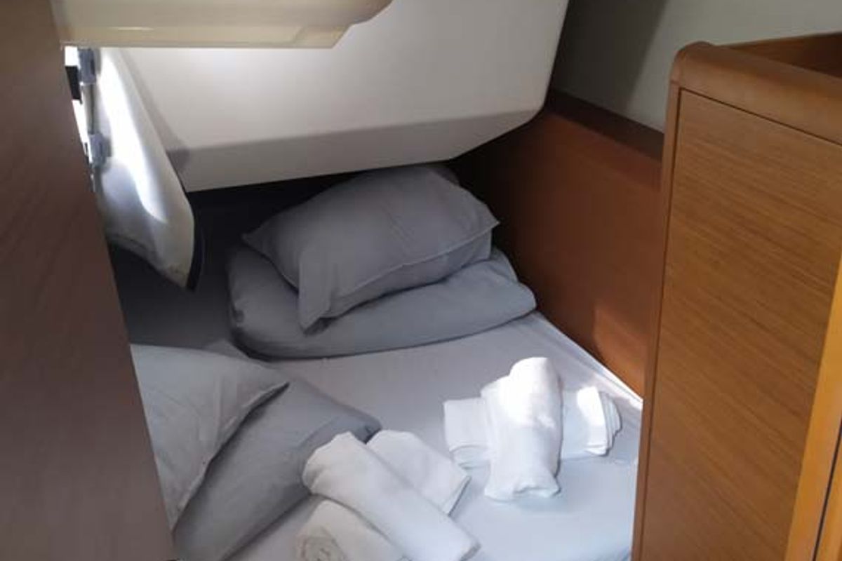 Cabin on True Elli, a Jeanneau Sun Odyssey 349 sailboat at Grad Trogir, Croatia