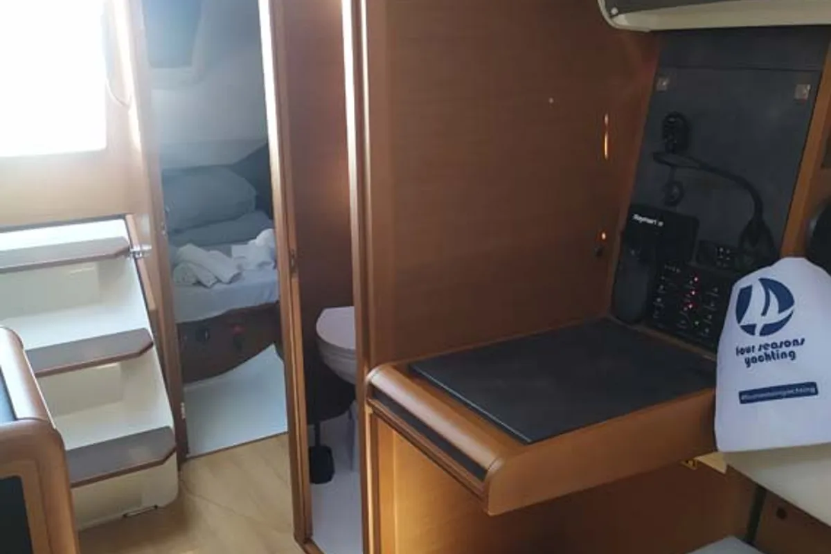 Salon of True Elli, a Jeanneau Sun Odyssey 349 sailboat at Grad Trogir, Croatia