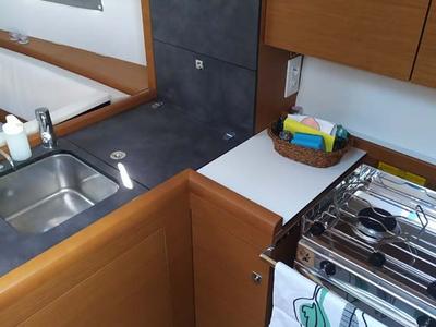 Galley of True Elli, a Jeanneau Sun Odyssey 349 sailboat at Grad Trogir, Croatia
