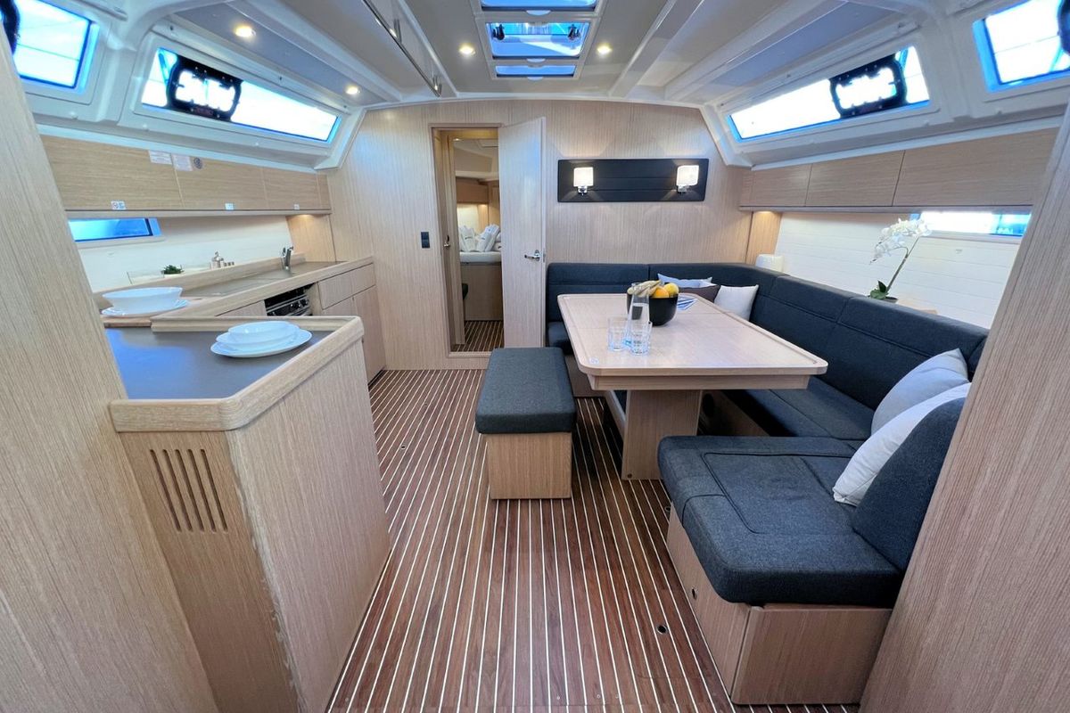 Salon of Panda IV, a Bavaria Cruiser 46 sailboat at Grad Pula, Croatia