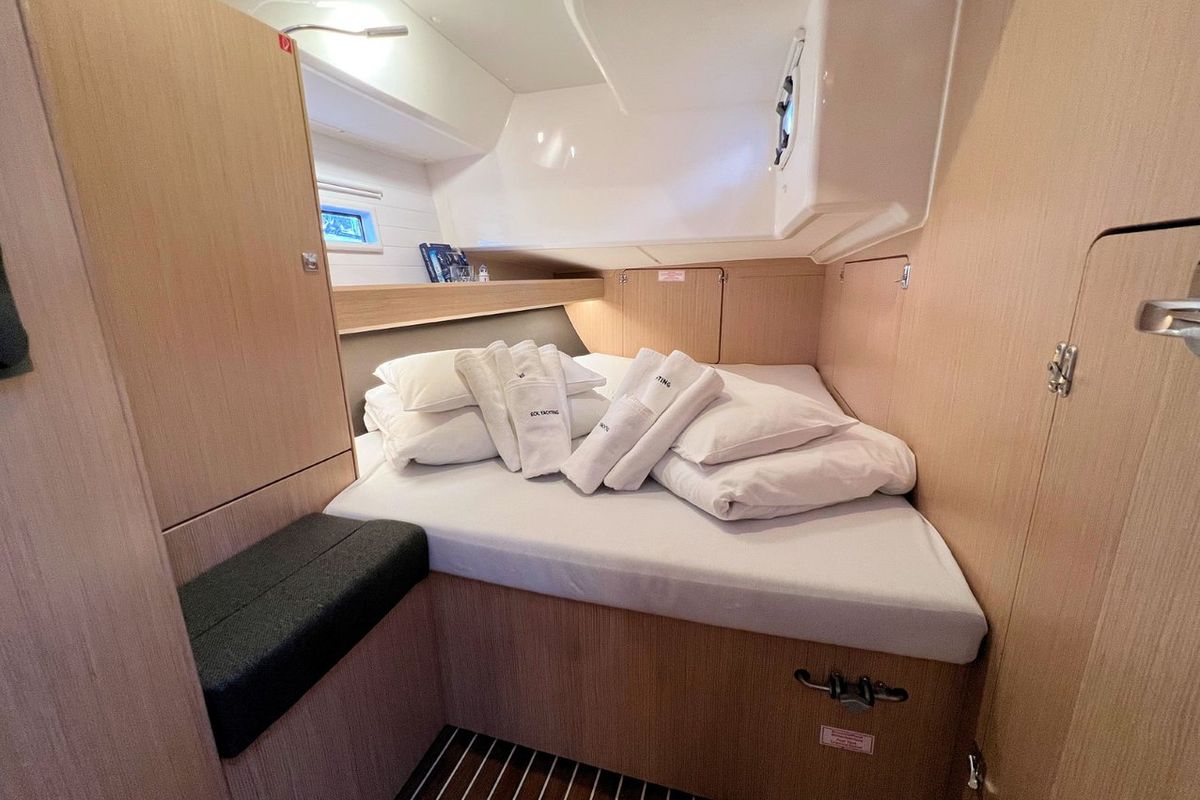 Cabin on Panda IV, a Bavaria Cruiser 46 sailboat at Grad Pula, Croatia