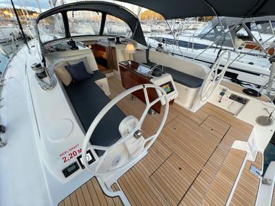 Cockpit of Panda IV, a Bavaria Cruiser 46 sailboat at Grad Pula, Croatia