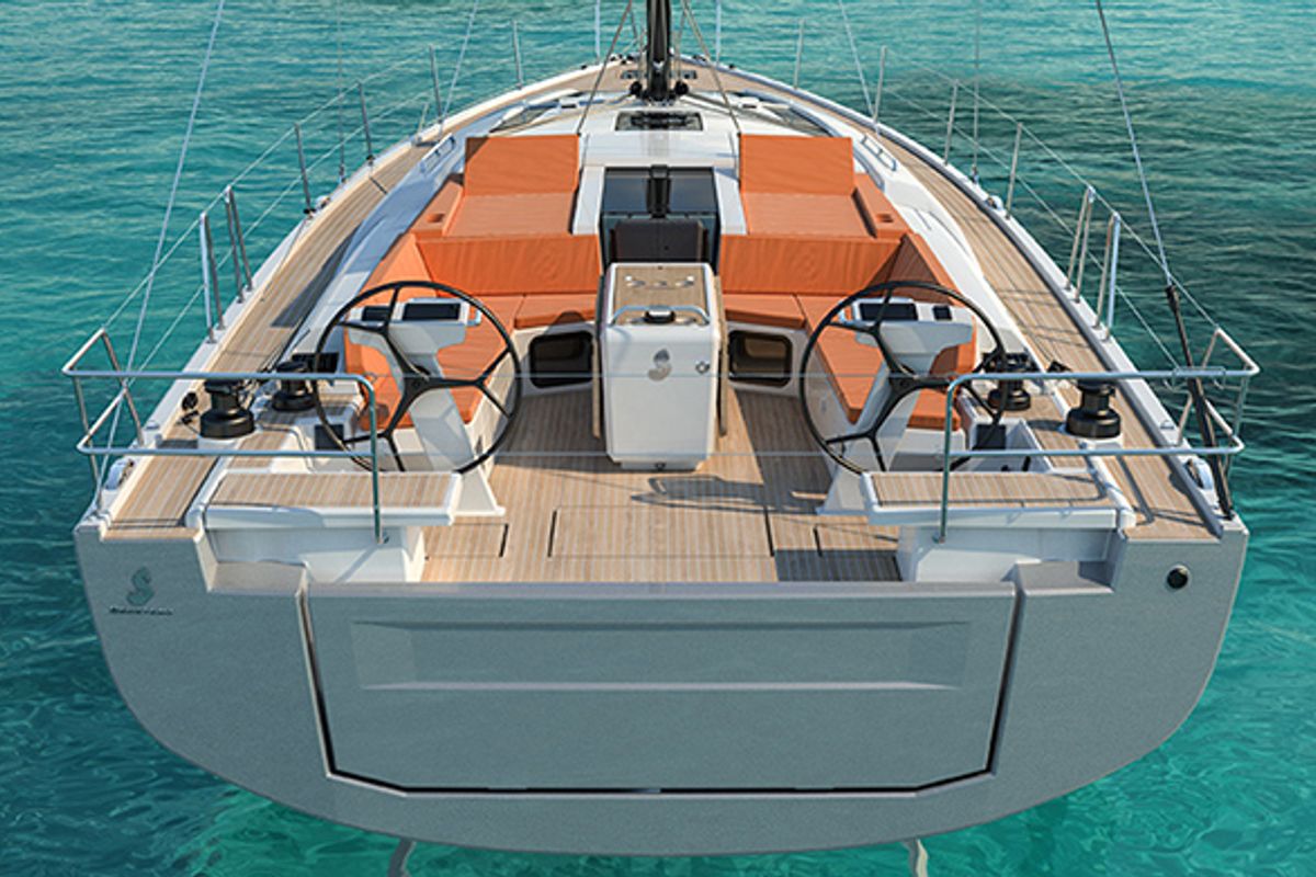 Exterior view of Shine, a Beneteau Oceanis 51.1 sailboat at Kontokali, Greece