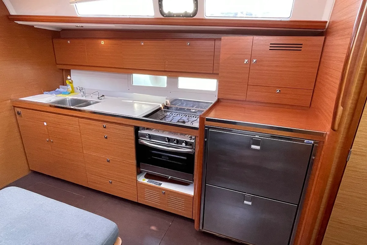 Galley of Twiggy, a Bavaria C45 sailboat at Općina Sukošan, Croatia