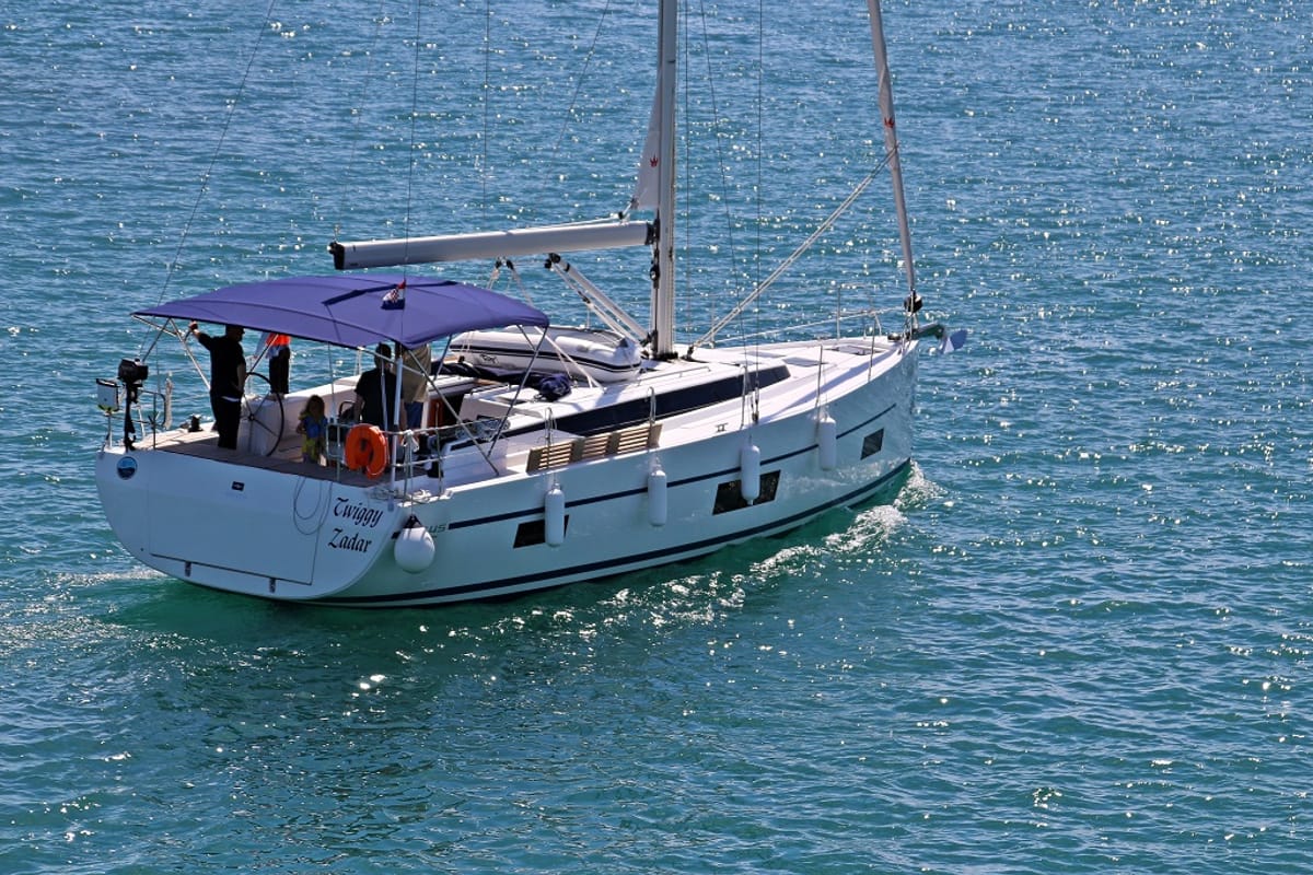 Exterior view of Twiggy, a Bavaria C45 sailboat at Općina Sukošan, Croatia
