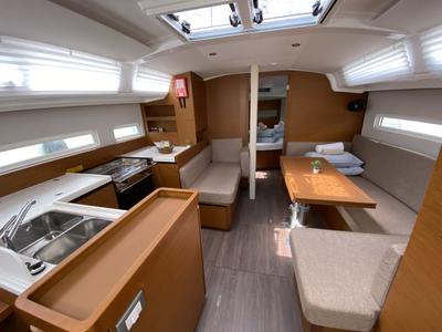 Salon of Night Elli, a Jeanneau Sun Odyssey 410 sailboat at Grad Trogir, Croatia