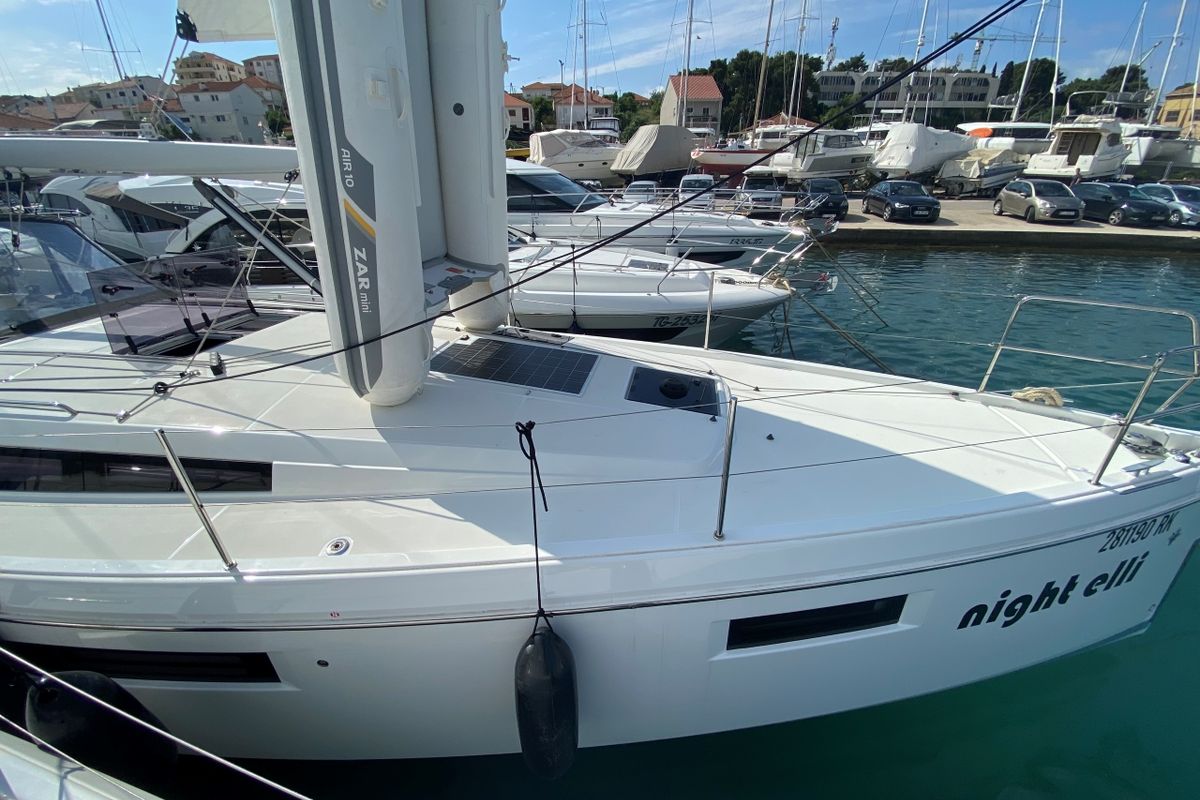 Exterior view of Night Elli, a Jeanneau Sun Odyssey 410 sailboat at Grad Trogir, Croatia