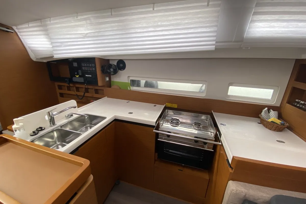 Galley of Night Elli, a Jeanneau Sun Odyssey 410 sailboat at Grad Trogir, Croatia