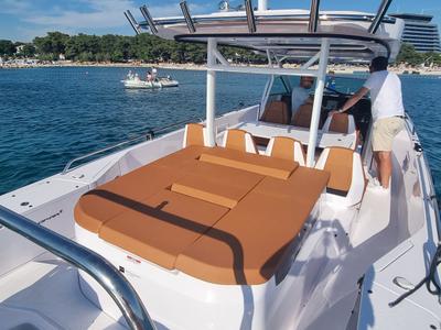 Deck of Axe, a Axopar 37 Sun Top motorboat at Grad Vodice, Croatia