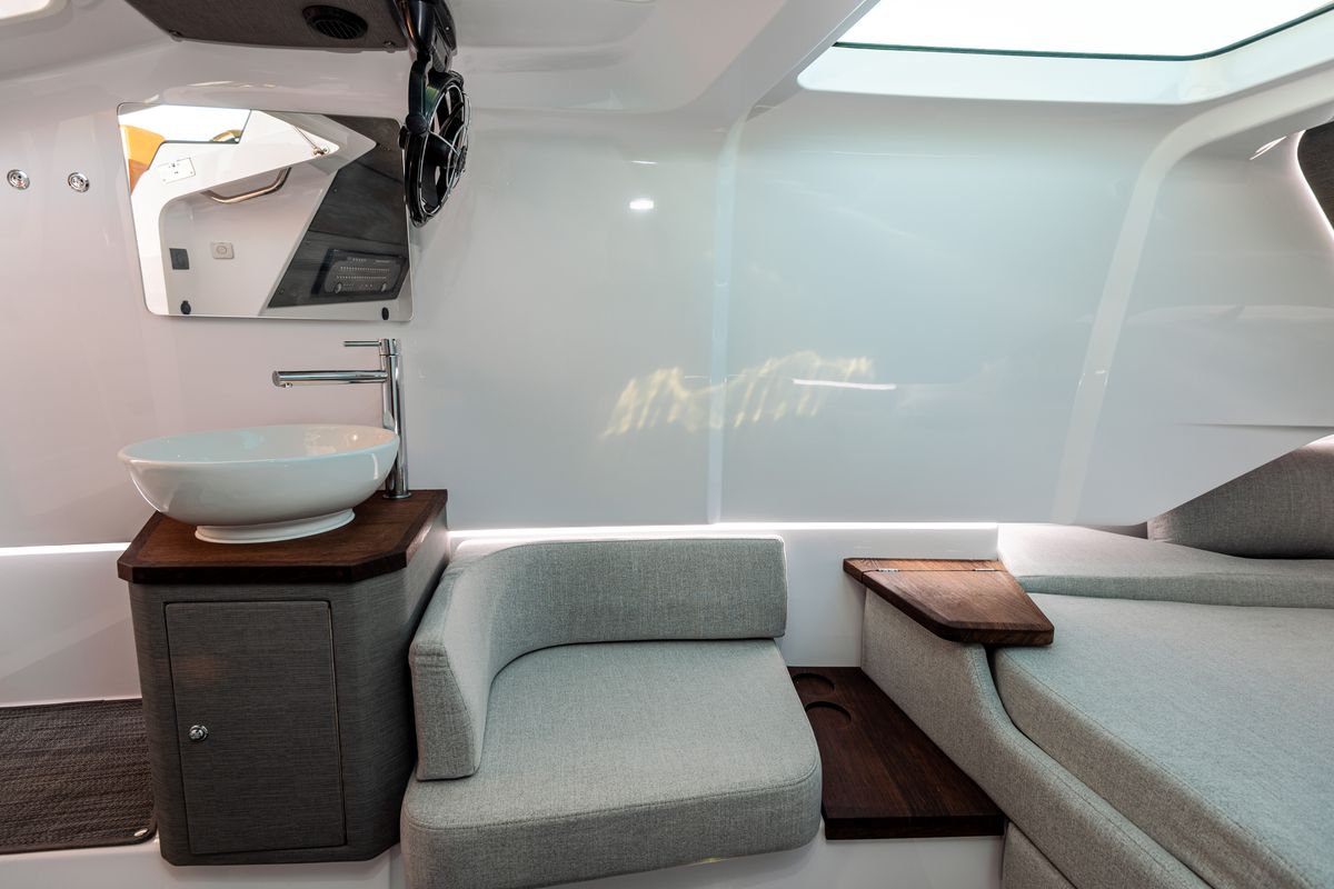Salon of Axe, a Axopar 37  Sun Top motorboat at Grad Vodice, Croatia
