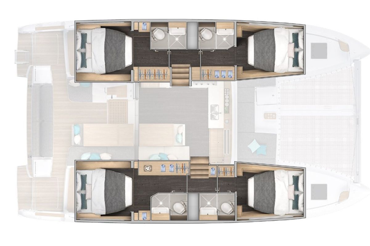 Floor plan of BRAND NEW LAGOON 43, a Lagoon 43 catamaran at Općina Sukošan, Croatia