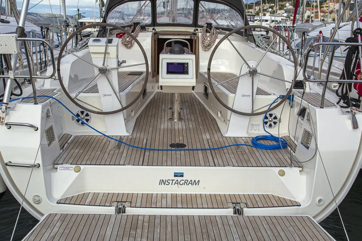 Deck of Instagram, a Bavaria Cruiser 41 sailboat at Zadar, Croatia
