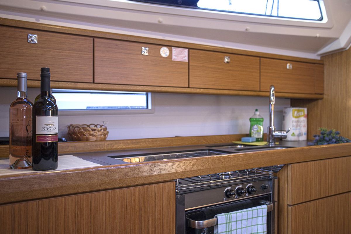 Galley of Instagram, a Bavaria Cruiser 41 sailboat at Zadar, Croatia