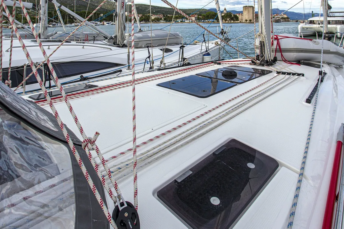 Deck of Instagram, a Bavaria Cruiser 41 sailboat at Zadar, Croatia