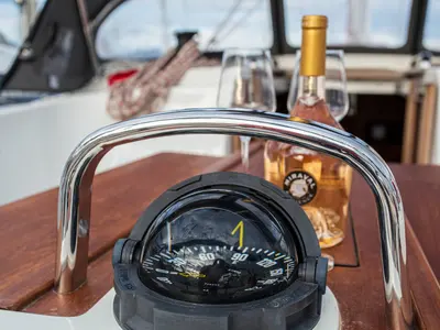 Cockpit of Instagram, a Bavaria Cruiser 41 sailboat at Zadar, Croatia